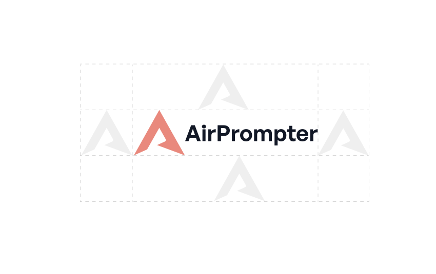 AirPrompter logo spacing diagram showing the protected clear-space area around the logo.